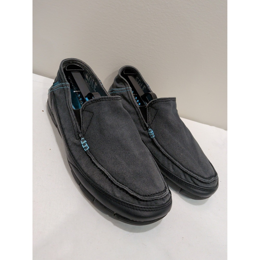 Crocs Walu Black Canvas Casual Comfort Slip On Loafers Shoes Mens 9 14773